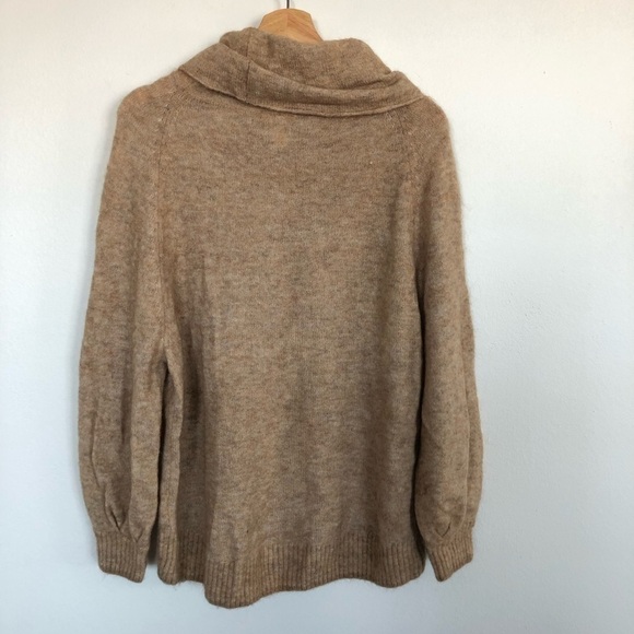H&M Wool blend cowl neck boxy oversized puff sleeve sweater size small - Picture 3 of 5